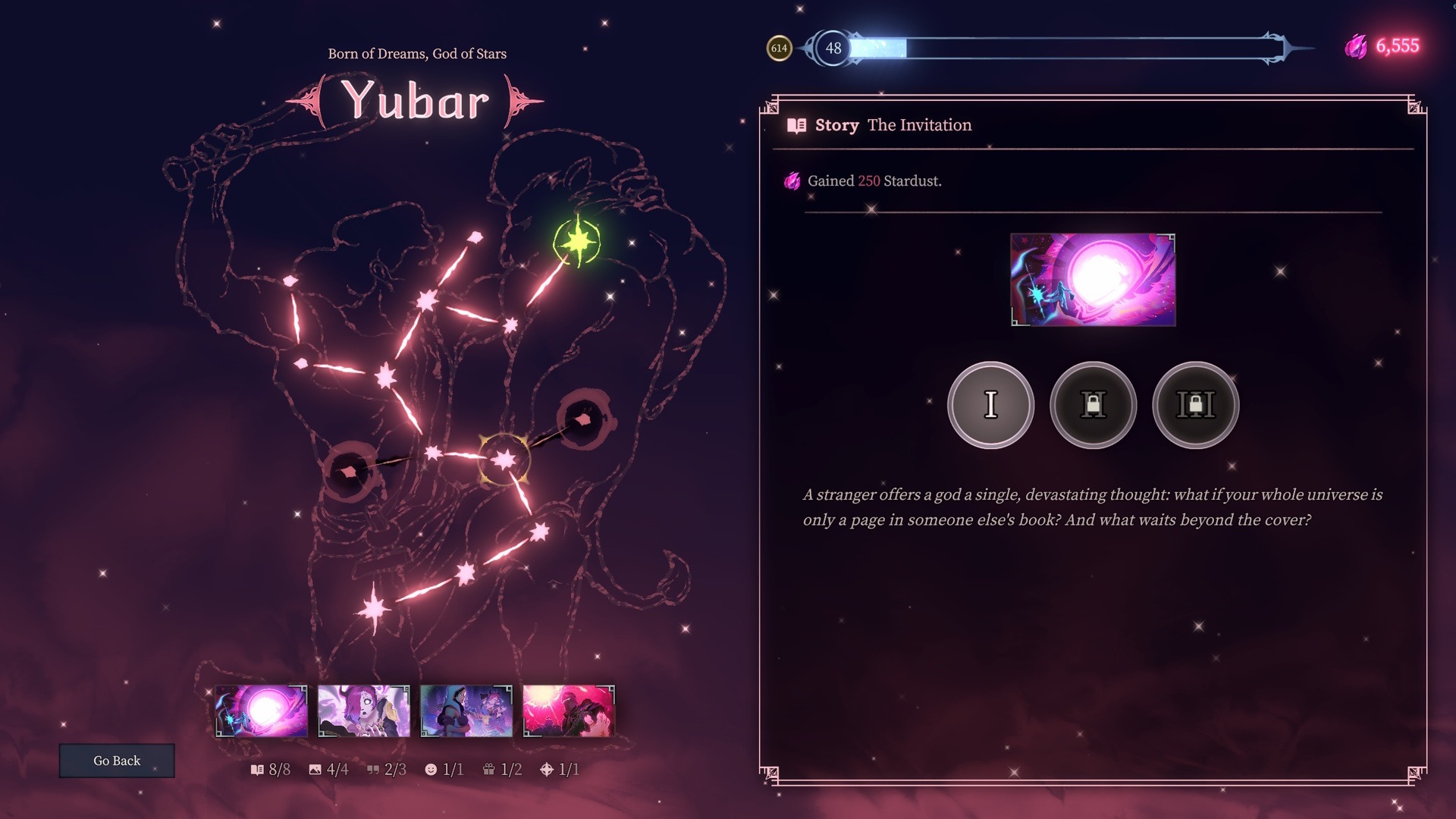 The Way of Stars celestial skill tree in the Shape of Dreams hub